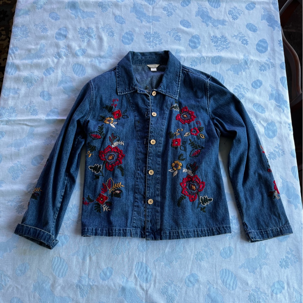 Floral Embroidered Denim Jacket